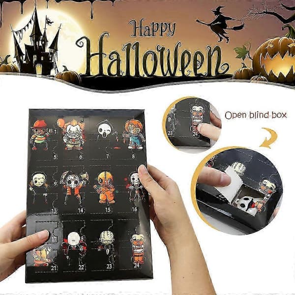 Adventskalender Nedräkning - Horror Night Uppgraderad Halloween Blind Box, 24 st Julöverraskningspresent E