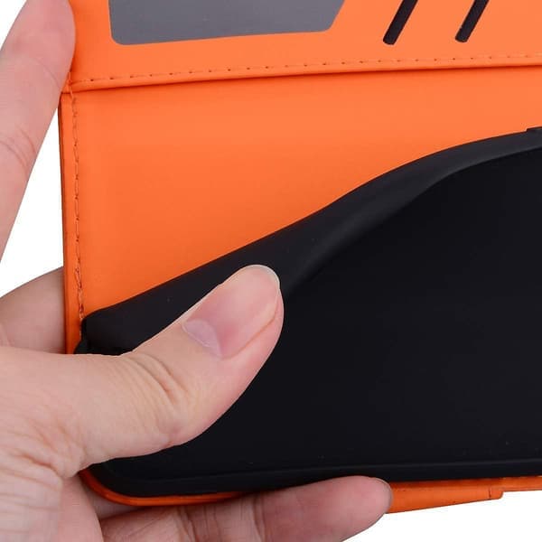 Djurliknande Flipfodral för Xiaomi Redmi Note 12 Pro 5G, Orange PU-läder Plånboksfodral med Kortplatser och Stativ