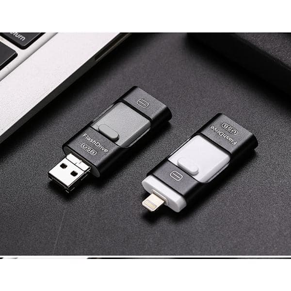 Photo Stick til iPhone – MFi-certificeret ekstern lagerplads Flash Drive, højhastigheds USB-hukommelse med multi-interface, Plug & Play 32GB Sølv Silver 32GB