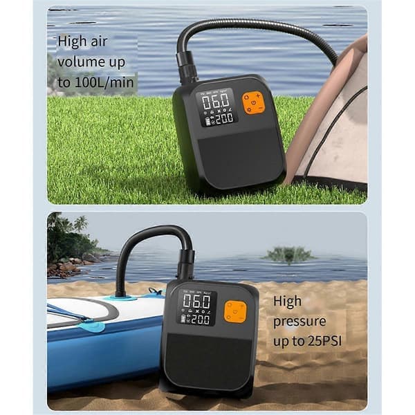 6000mAh Trådlös Elektrisk Luftpump LED-belysning SUP Uppblåsbar Pump för Bil Surfing P