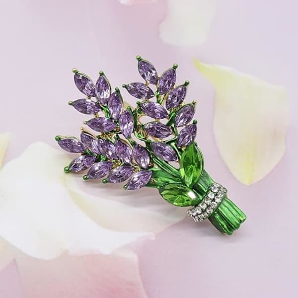 Lavendel Tulpan Kristall Strass Brosch för Kvinnor, Elegant Blomma Slagstift, Bröllops- & Modesmycken