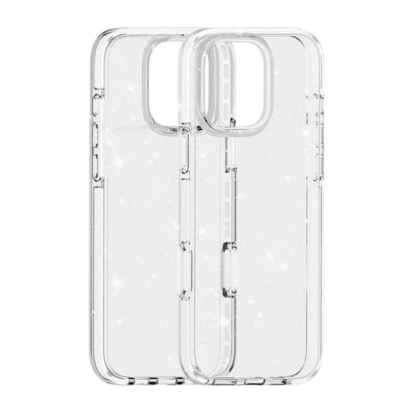 iPhone 17 Scale - Tofarget Klart Glitter TPU+TPE Full Beskyttelse