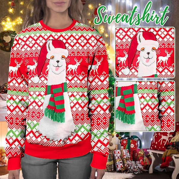 Personlig färgglad lös jultröja Mjuk andas bekväm tröja för kvinnor män unisex XL