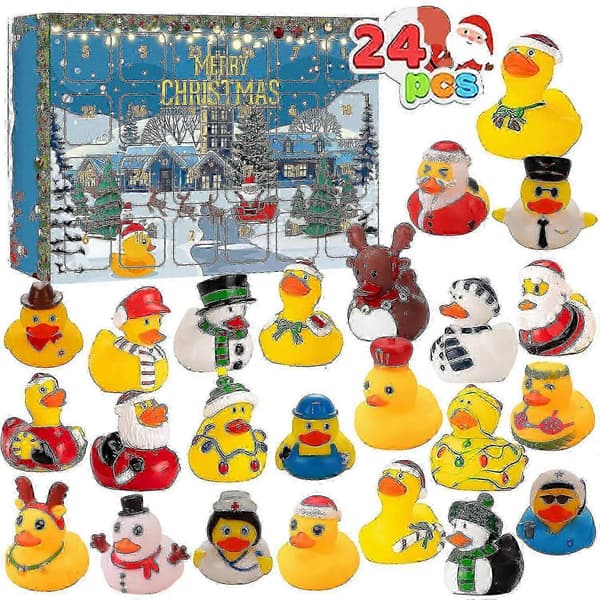 24-gitter julekalender - søde gummiand blind box legetøj gave til børn