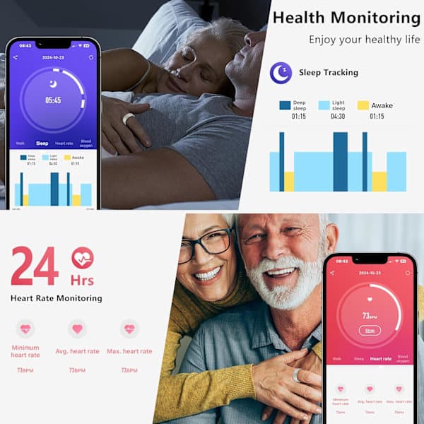 Smart Ring Aktivitetsmätare Stegräknare Sömnmonitor Vattentät Lång Batteritid iOS Android Silver No.12 silver No.11