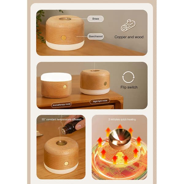 Aromaterapi Lampe 4000K 2000mAh Batteri 8,3x8,3x6cm Natlampe