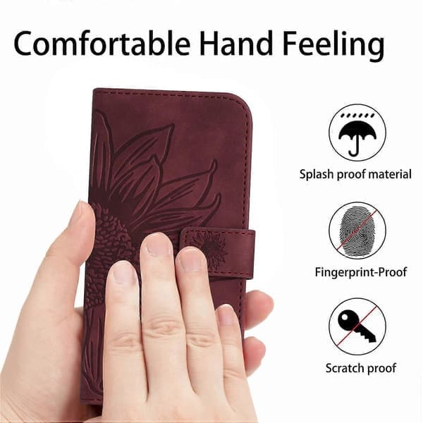 Til Xiaomi 15 Pro etui med solsikkemønster i læder og håndledsrem