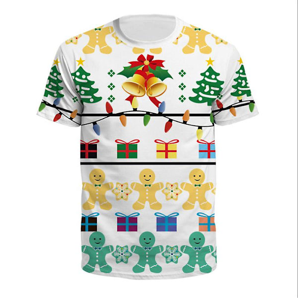 Unisex Joulu 3D-tulostettu lyhythihainen T-paita Joulu uutuus hauska yläosa paita style 16 M