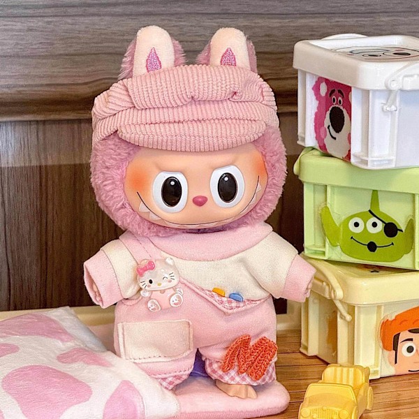 Labubu partykläder för första och andra generationens blind boxes gjorda av canvas (exklusive dockor) Pink bag