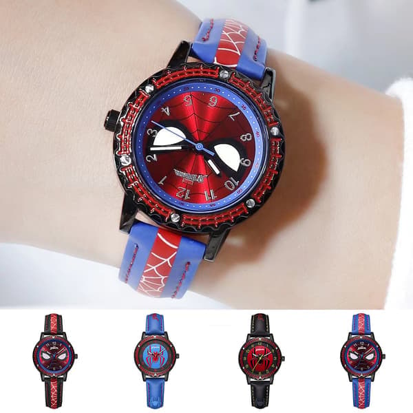 Spiderman Lysende Ur Vandtæt Analog Ur Børnefødselsdagsgave Blå Blue