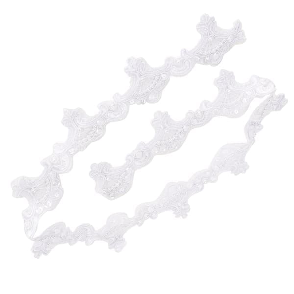 Dekorativ blondeperlebånd polyesterbroderet patch tøjdekorationstilbehør 1 yard hvid