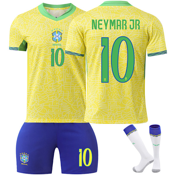 2425 Brasil Fotballdrakt Nr. 10 Neymar 7 Vinicius 9 Charlison Fotballdraktsett for Voksne og Barn No.10 NEYMAR IR M