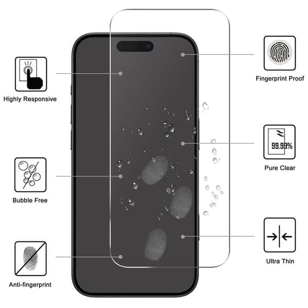 iPhone 17 Skærmbeskyttelse / Linsebeskyttelse Hærdet Glas
