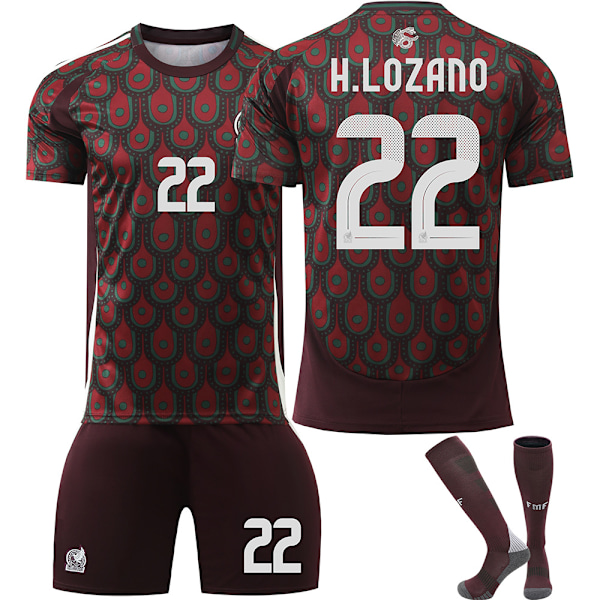 2024 Copa America Mexico nr. 22 Hirving Lozano Jersey Shorts Børnesæt No. 22 Hirving Lozano 26