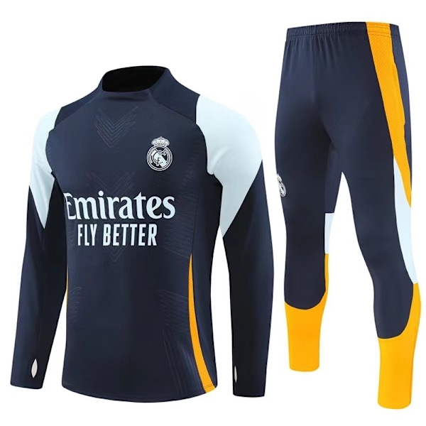 2425 Real Madrid Fotbollsträningströja Långärmad Hemmatröja Vuxen & Barn Set (Spelare Version) Royal blue 12