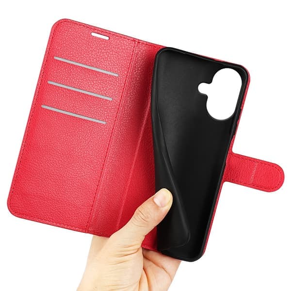 iPhone 17 -suojakotelo, litsi-nahka, punainen