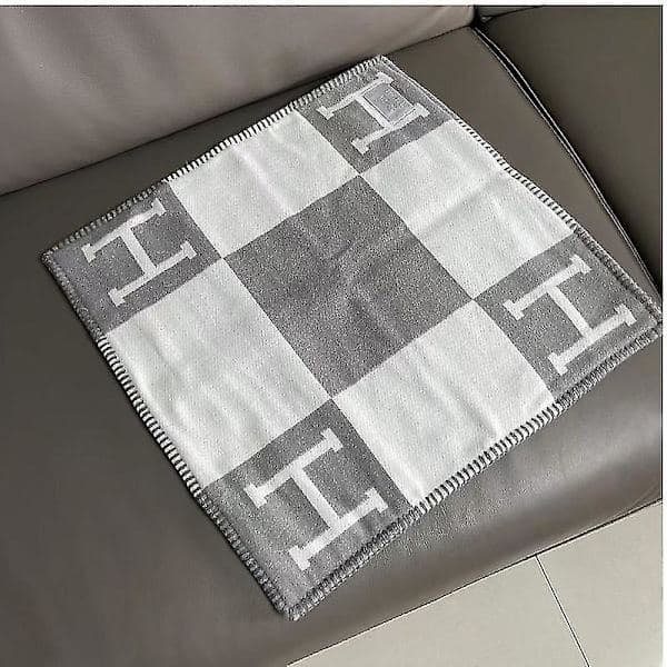 45×45cm H-Bokstav Ull Kasjmir Putetrekk Sofa Seng Fly Stil Grå Grey
