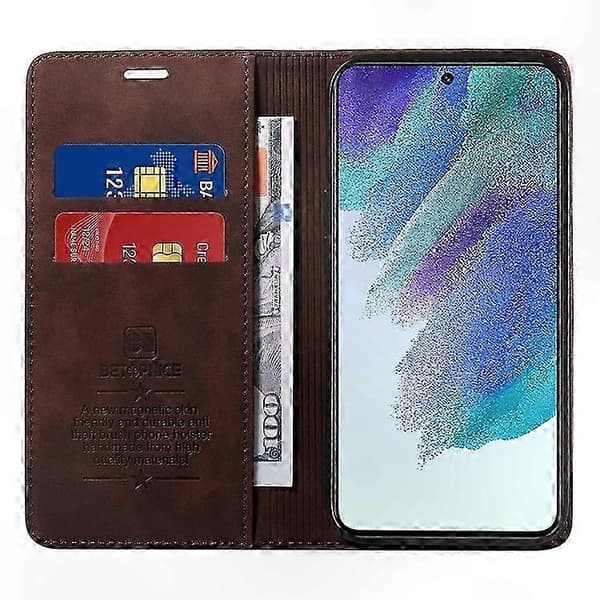 PU Læder RFID Blokerende Wallet Case med Stand Funktion til Galaxy A52 Serien Brown