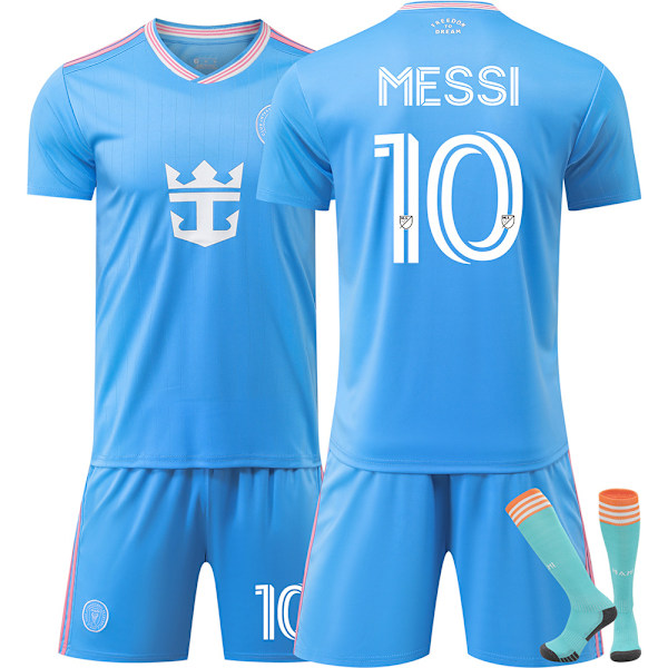 2526 Miami 2 Endast gäster! Nr 10 Messi Major League Träningsset för barn, blå tröja (strumpor ingår), ett måste för unga fans No. 10 Messi 30