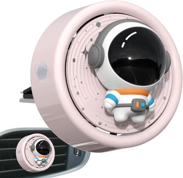 Sød Astronaut Luftfrisker Ventilationsclips Kreativ Roterende Lysende Magnetisk Aromaterapi Diffuser - Tegneserie Astronaut Luftudgangsduft til