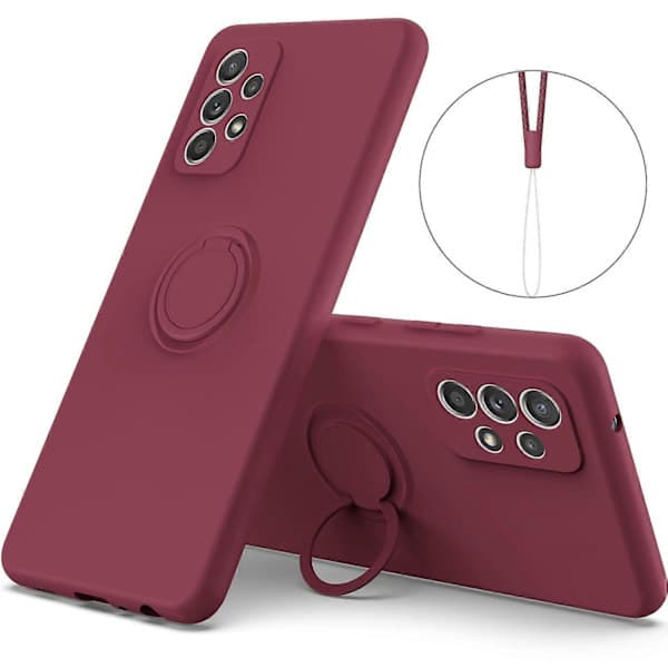 Ring Kickstand Silikonfodral för Samsung Galaxy A53 5G, Stötsäkert Anti-rep Telefonfodral Vinrött