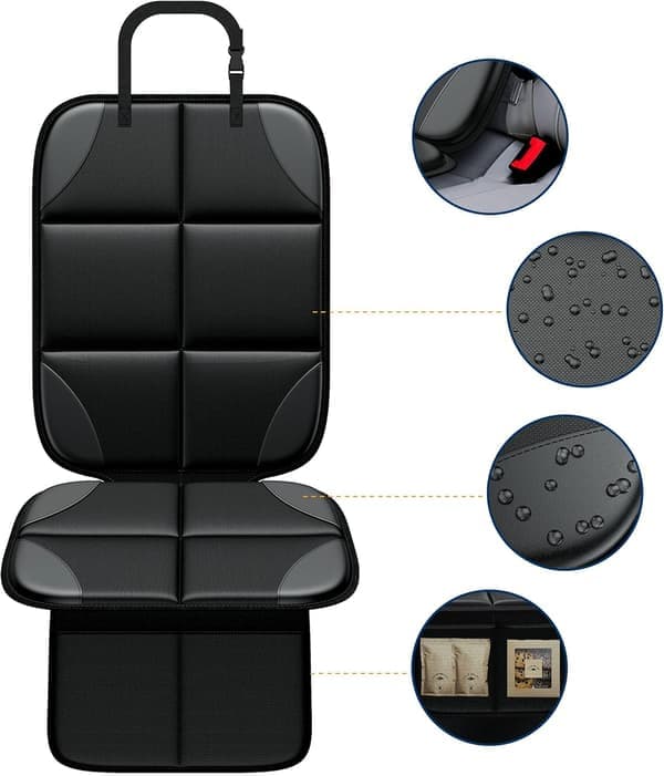 2-pack skyddsmattor för barnstolar, ISOFIX-kompatibel bas för barnstolar, med halkskyddsfunktion, bilstolsskydd