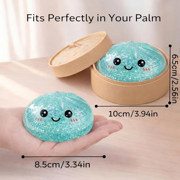Glitter Dumpling Squishies Mystery Box, Blødt Dumpling Stressaflastende Sanselegetøj til Voksne (Lyseblå) light blue