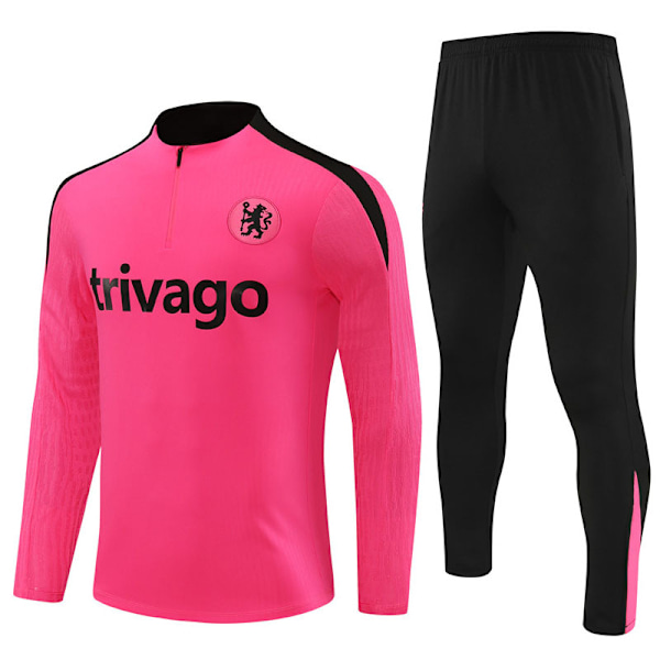 2425 Nya Chelsea Long Sleeve Half Zip Träningströja för Vuxna och Barn Pink XL