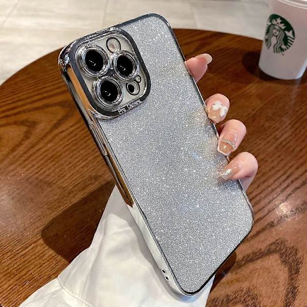iPhone 12 Pro Glitter Luksus Deksel - Søtt Fleksibelt Plating Deksel, Kamerabeskyttelse, Støtsikkert, Motedesign for Kvinner og Menn Silver standard