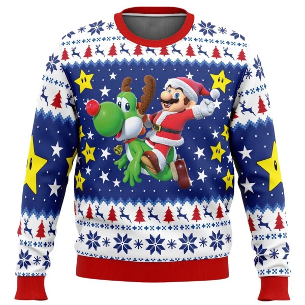 julegave julesweater gokart julesweater gave julemanden pullover tegneserie herre sweatshirt efterår og vinter fleece hættetrøje style 1 M