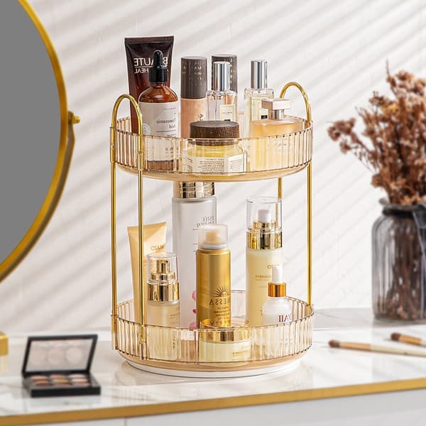 360 Roterende Makeup Organizer til Badeværelset, 2 Niveauer Stor Kapacitet