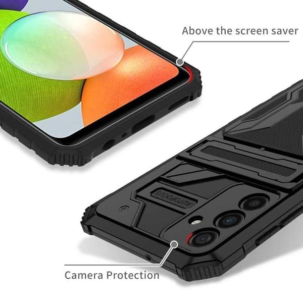 Samsung A34 5G bærekraftig kul Kickstand & Short Track ThinArmor V3 Svart