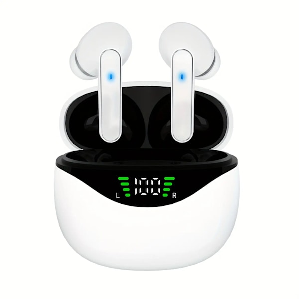 Bluetooth-langattomat kuulokkeet, kannettavat langattomat kuulokkeet ENC-melunvaimennuksella, selättömät kuulokkeet urheiluun ja treeniin White