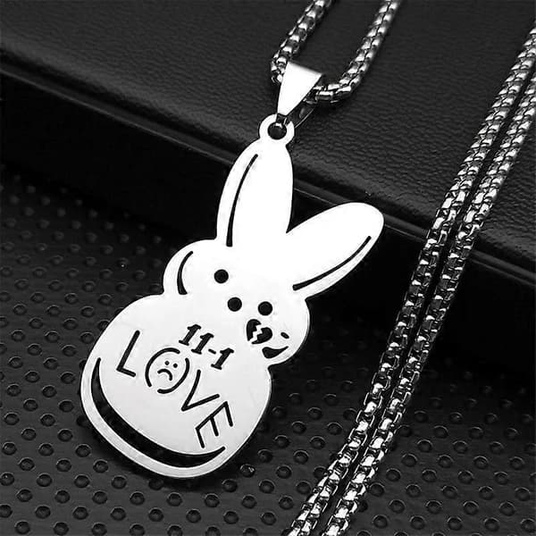 Kpop Lil Peep Sad Rabbit Love Vedhæng Halskæde, Par Rustfrit Stål Kæde Smykker Gave Ring