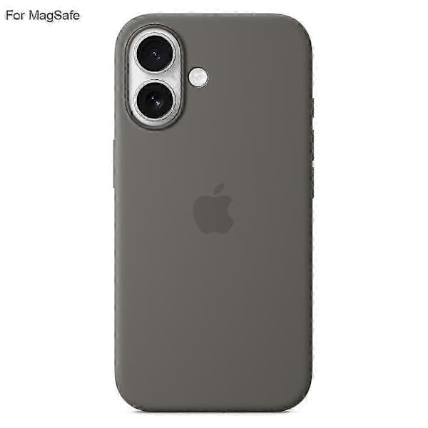 MagSafe silikonecover til iPhone 16 Plus, stødsikkert flydende silikone telefoncover grå