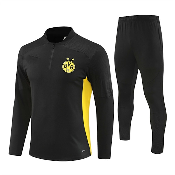 2425 nye Dortmund trøjer til voksne og børns langærmede fodboldtræningsuniformer Black 2XL