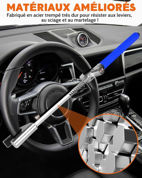 Tevlaphee auton varkaudenestolaite - kestävä ohjauspyörän turvatanko Blue