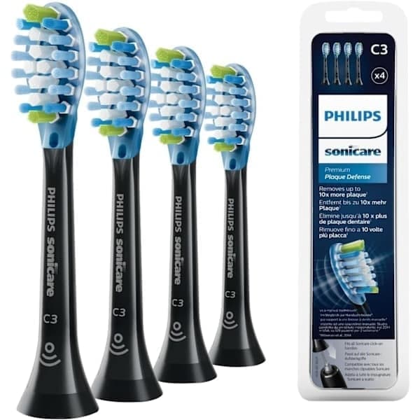 4 udskiftelige børstehoveder kompatible med Philips Sonicare, pakning kan sort C3 sort C3 Black C3