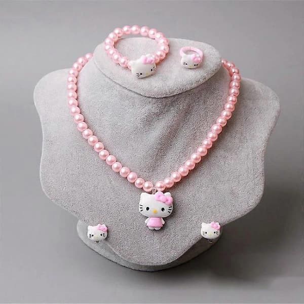 Sanrio KT Smykkesæt Halskæde Ring Armbånd Kawaii Tilbehør til Piger A2