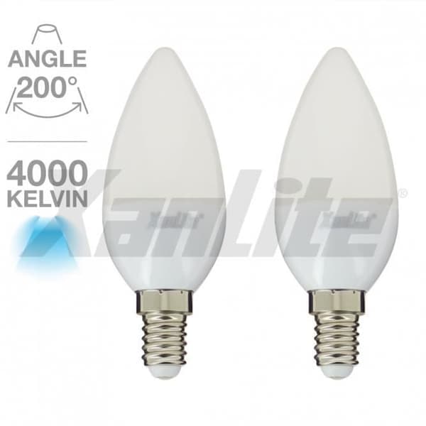 LED-lampa Flamma - XANLITE - E14 - 470 Lm - 6 W - Neutralvit - Förpackning med 2 VIT