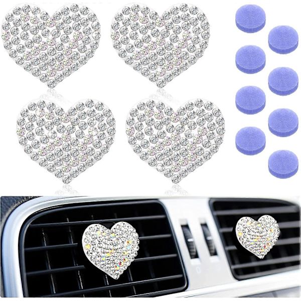 4 stk. krystal luftventilclips charms bilventil luftfriskere rhinestone oliediffusorventil
