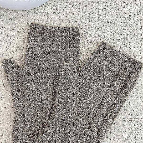 Stickade UV-skydd Halvfingerhandskar Dam Armvärmare Enfärgade Vantar grey