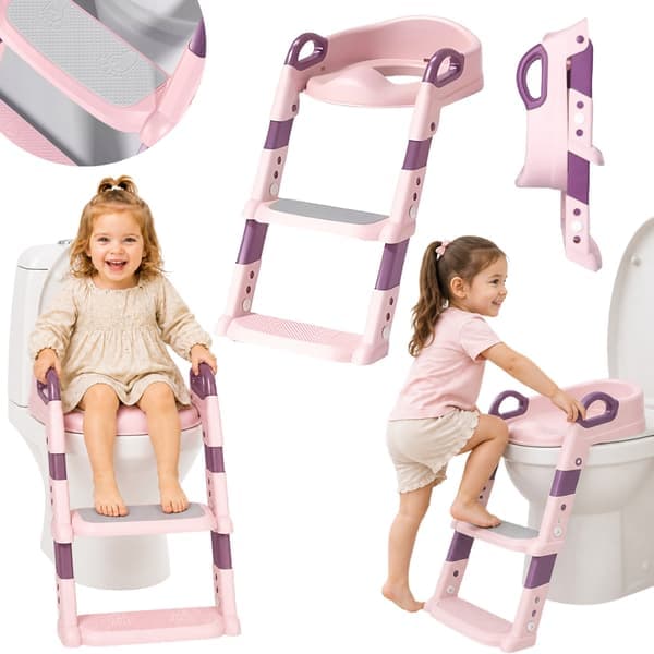 KIDDISTEP Lasten WC-istuin portailla, vaaleanpunainen