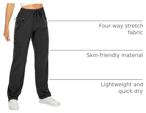Hurtigtørrende vandafvisende vandrebukser med lynlåslommer og solbeskyttelse Black/Gray XL