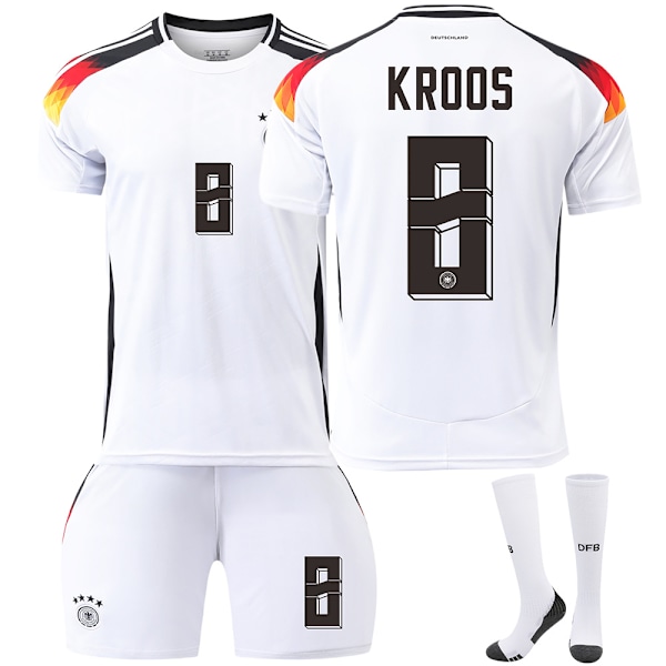 Euro 2425 Tyskland hjemme nr. 8 Kroos fodboldtrøjesæt No. 8 Kroos 24