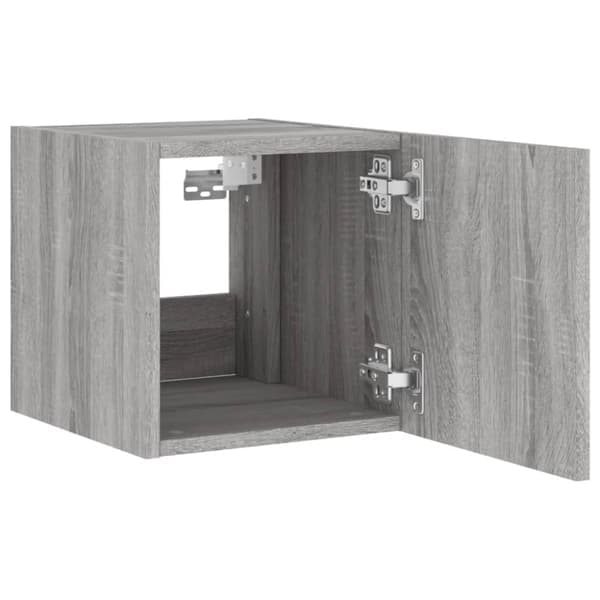 Väggmonterad TV-bänk LED grå sonoma 30,5x35x30 cm