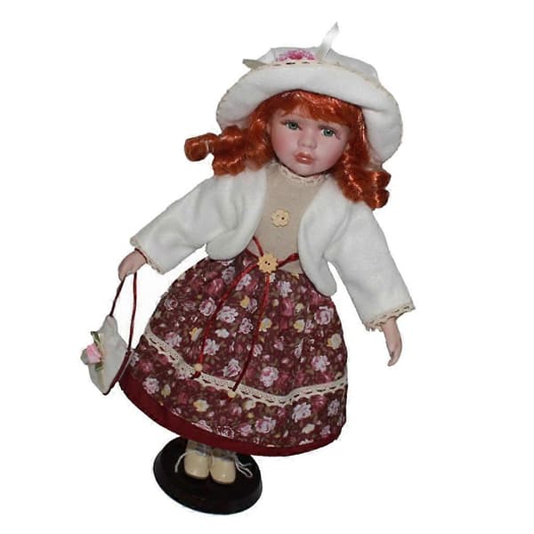 Viktoriansk porslinsdocka 40 cm - Flickfigurkollektion med displayställ