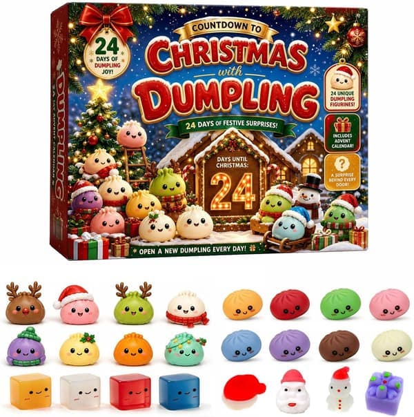 Squishy Julekalender 2026 til Voksne, 24 Mini Overraskelses Sensoriske Fidget Legetøj, Nedtællingsgave til Jul