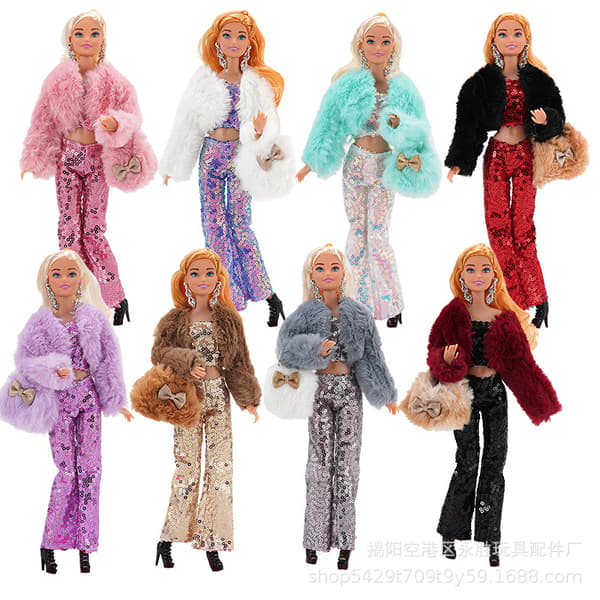 30 cm Barbie dockkläder, trendig tröja, jacka och sjal