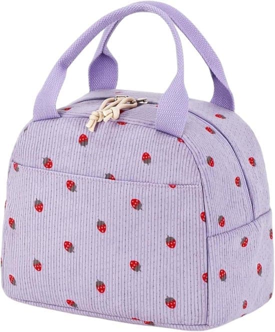 Termisk lunsjpose - Gjenbrukbar handlepose - Ta med lunsjen din - Romslig og solid - 27 X 20 X 5 Cm - Lilla